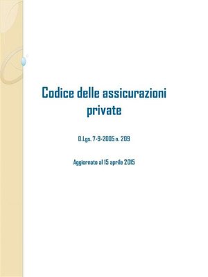 cover image of Codice delle assicurazioni private